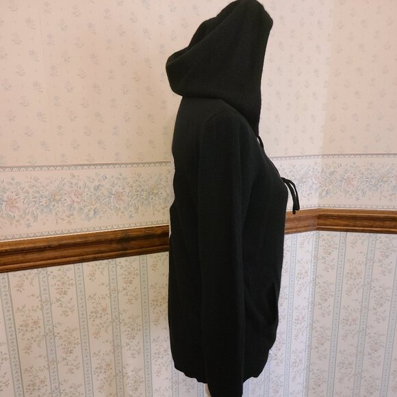 Y2K - THE CASHMERE PROJECT- COMFY BLACK ZIP HOODIE GRAY HEART ON BACK -SIZE (M) - Picture 4 of 9